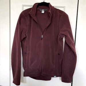 NWOT REI Maroon Full Zippered Fleece Jacket Small